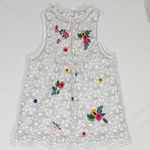 White Lace Floral Sleeveless Top Embroidered Maeve Macie Anthropologie Size 2 - Picture 9 of 12